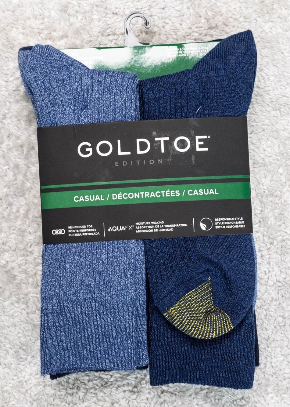 GoldToe Blue Navy Casual Crew Socks Mens Shoe Size 6-12 6 pair